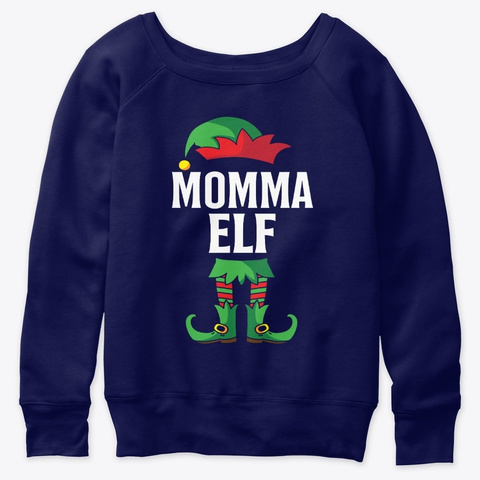 Momma Elf Costume Family Christmas Navy  T-Shirt Front