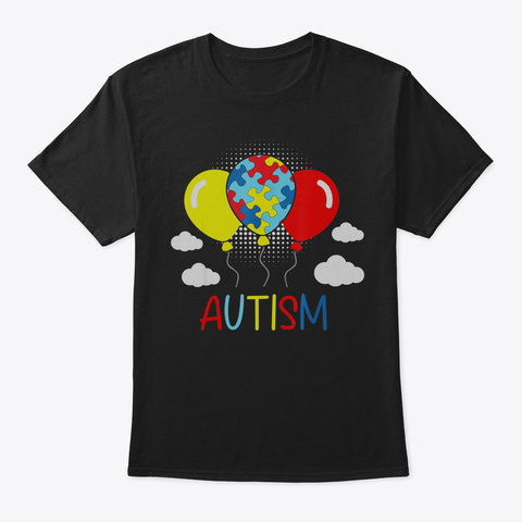 Balloons Autism Tshirt Autism Awareness  Black T-Shirt Front