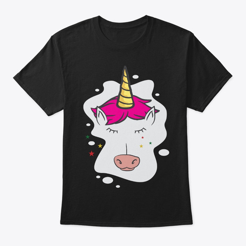 Funny Christmas Sparkle Magic Unicorn Black T-Shirt Front