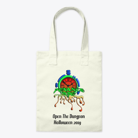 Halloween 2019 Open The Dungeon. Natural T-Shirt, tote bag unbleached, Halloween 2019 logo, multicoloured, 'Open The Dungeons Halloween 2019'