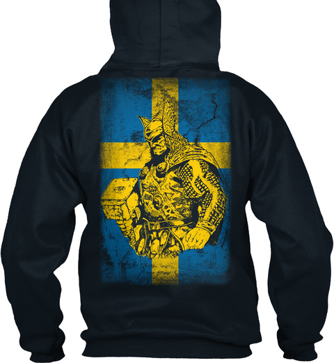 Sweden   God Of Thunder French Navy T-Shirt Back