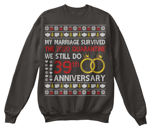 39th Anniversary Ugly Christmas Sweater Jet Black T-Shirt Front