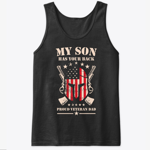 Proud Veteran Military Dad T Shirt Gift Black T-Shirt Front