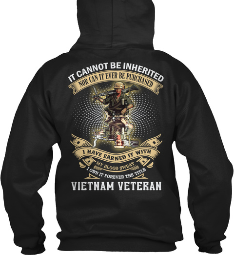 Vietnam Veteran #001 Black T-Shirt Back