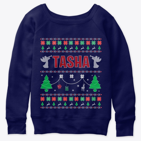 Xmas Themed Personalized For Tasha Navy  T-Shirt Front