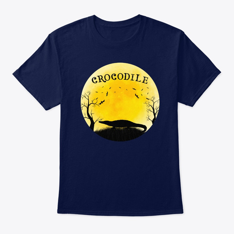 Crocodile Halloween Design Vintage Full Navy T-Shirt Front