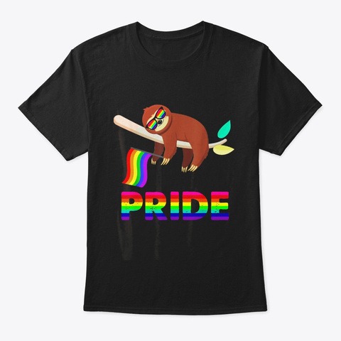 Cool Sloth Lgbt Gay And Lesbian Pride T Black T-Shirt Front