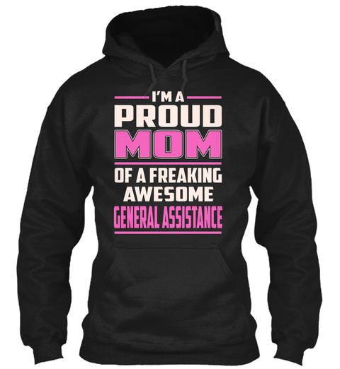 General Assistance   Proud Mom Black T-Shirt Front