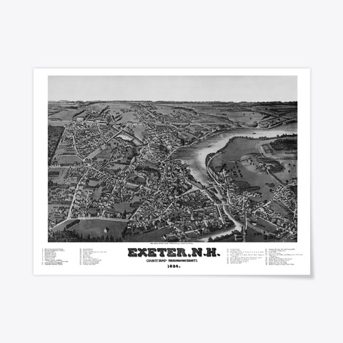 Exeter, Nh 1884 Map Standard T-Shirt Front