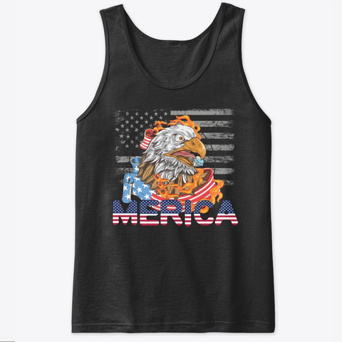 4th Of July Tank Top Eagle American Flag Black T-Shirt Front