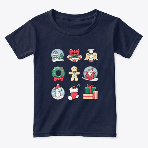 Christmas Symbols X Mas Gift Navy  T-Shirt Front