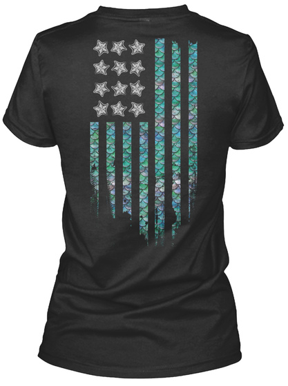 American Mermaid Nation   Yes We Exist! Black T-Shirt Back