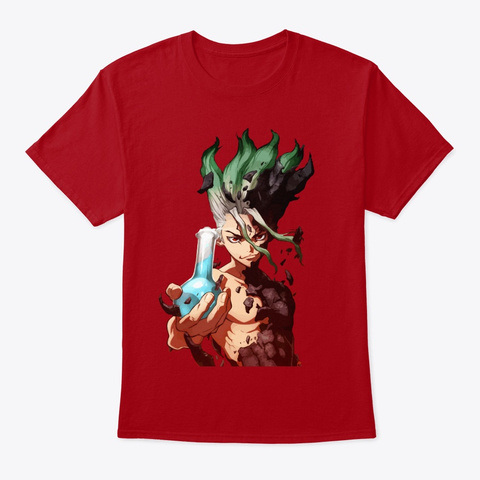 Dr Stone Anime  T Shirts Deep Red T-Shirt Front