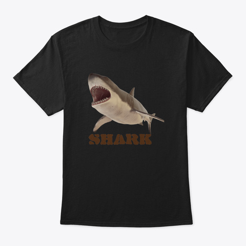 Angry Shark Black T-Shirt Front