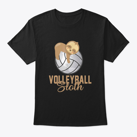 Volleyball Sloth Funny Sloth Sleep On Vo Black T-Shirt Front