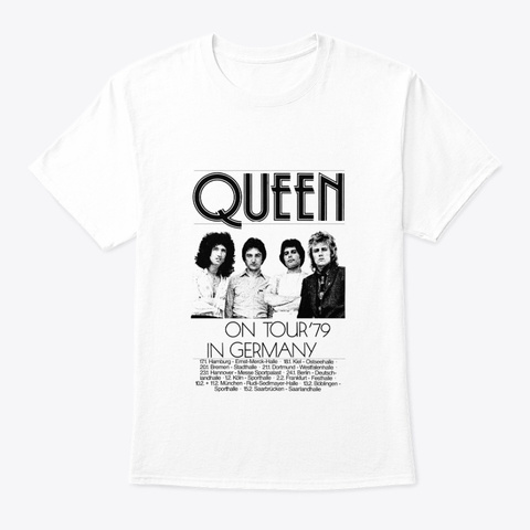 Queen Official Germany Tour '79 White T-Shirt Front