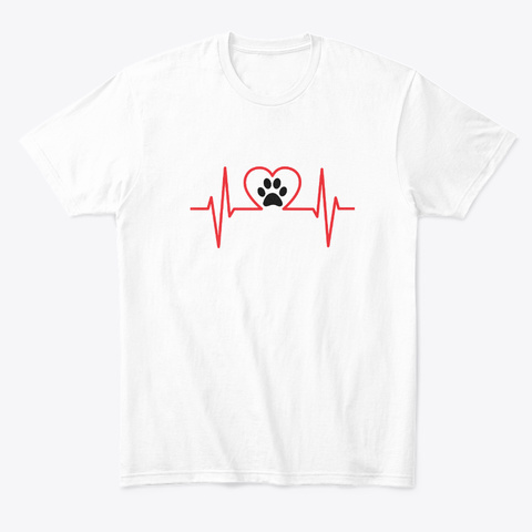 Pet Paw Print Heart For Animal Lovers White T-Shirt Front