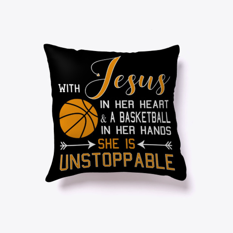 With Jesus In Her Heart & A Basketball Black T-Shirt Front