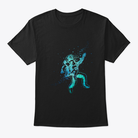 Astronaut Playing Guitar   Space Rock In Black Camiseta Front