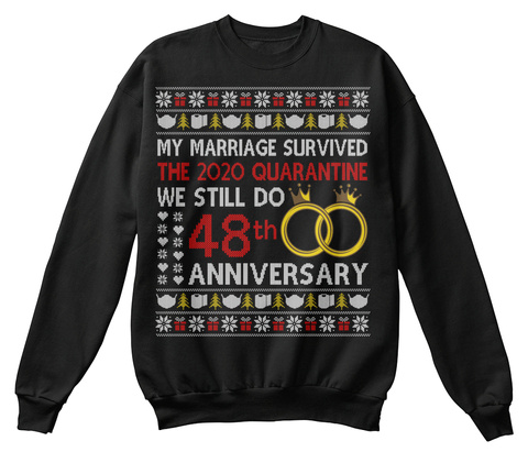 48th Anniversary Ugly Christmas Sweater Black T-Shirt Front