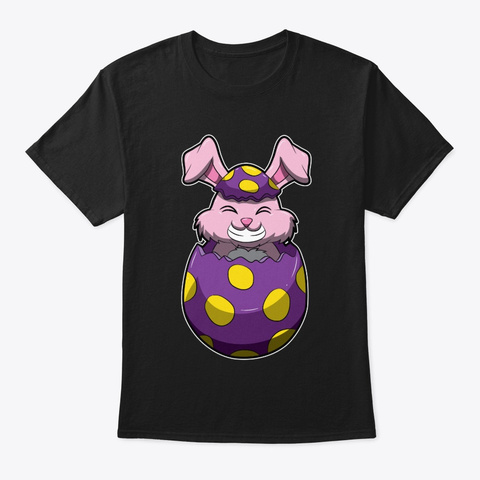 Easter Bunny Pops Out Of A Painted Egg Black T-Shirt Front