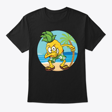 Dabbing Pineapple | Tropical Fruit Black T-Shirt Front