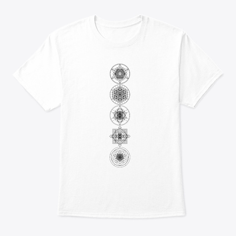 Sacred Super Geometry 5 Symbols Black White T-Shirt Front