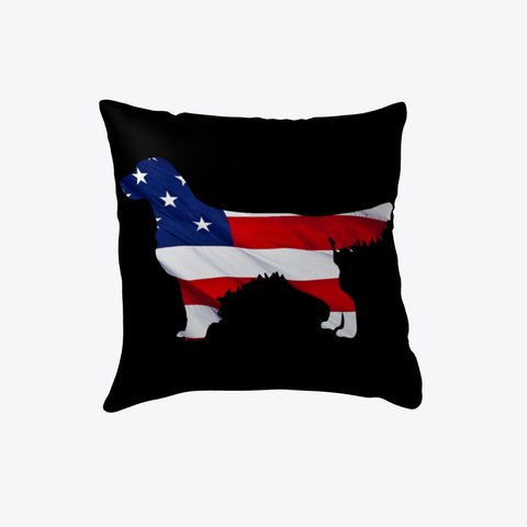 Patriotic Golden Retriever Pillow Black Kaos Front