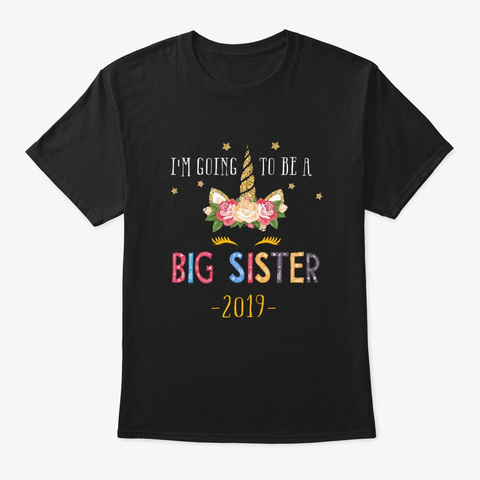 Unicorn Big Sister New Sister Gifts Black Camiseta Front