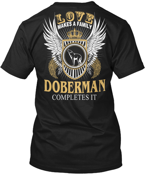 Doberman Black T-Shirt Back