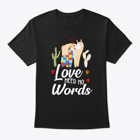 Llama Autism Mom Gift Black T-Shirt Front