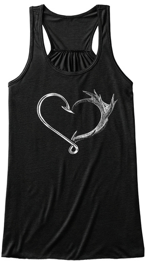 Fishing   Heart 0004 Black T-Shirt Front