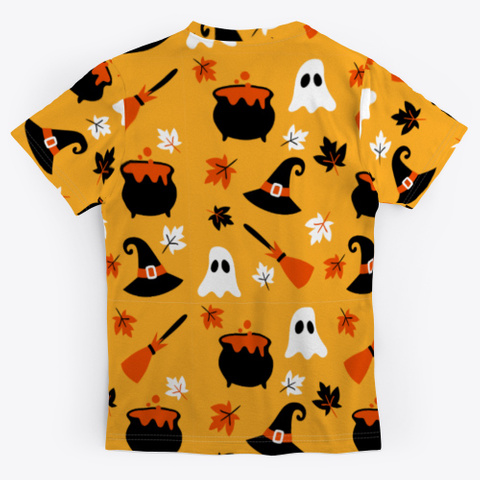 Witch Hat Ghost Cauldron Broom Halloween Standard T-Shirt Back