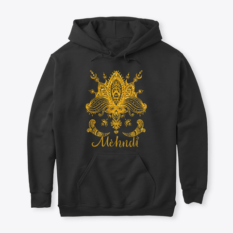 Mehndi Mandala Design Golden Yellow Black T-Shirt Front