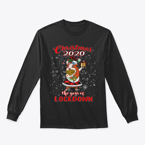 Guinea Pig Lockdown Christmas 2020 Quara Black T-Shirt Front