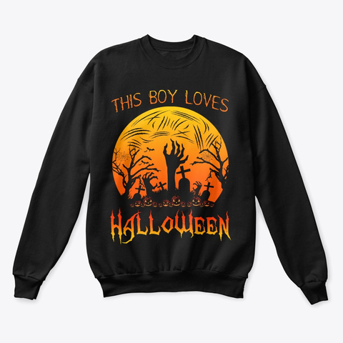 This Boy Loves Halloween Zombie Black T-Shirt Front