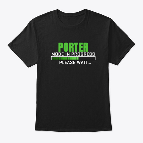 Porter Mode In Progress Please Wait Desi Black T-Shirt Front