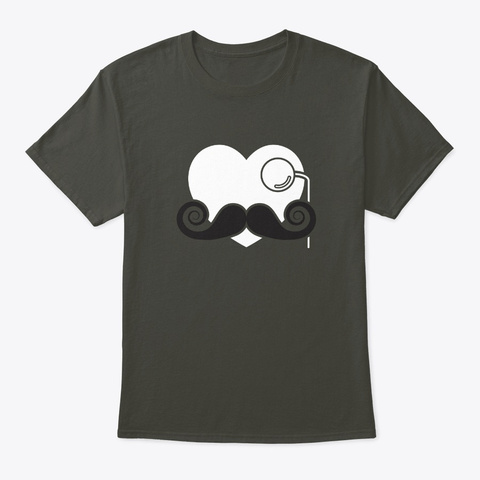 Hipster Heart With Mustache And Monocle Smoke Gray T-Shirt Front