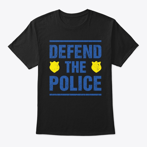Defend The Police Back The Blue Thin Blu Black T-Shirt Front