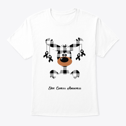Reindeer Christmas Skin Cancer Hope Cure White T-Shirt Front
