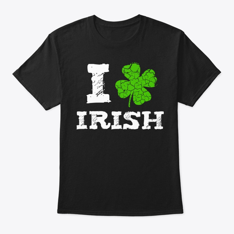 St. Patrick's Day Lucky Clover Shamrock Black T-Shirt Front