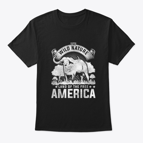 Buffalo America Us Wildlife Bison Black T-Shirt Front