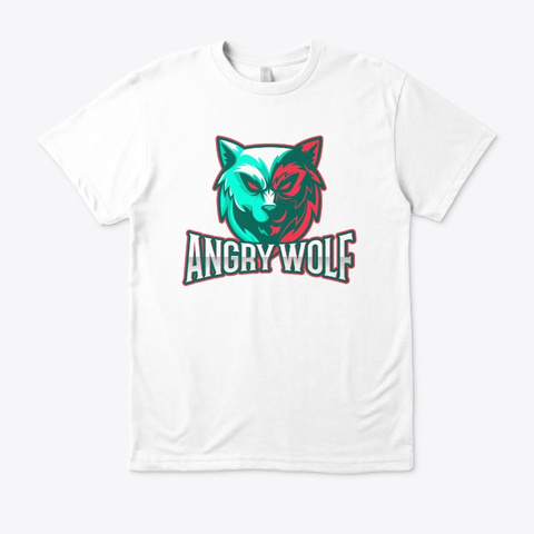Angry  Wolf White T-Shirt Front