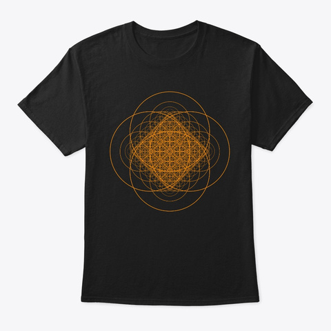 Squared Circles Sacred Geometry Pattern  Black áo T-Shirt Front