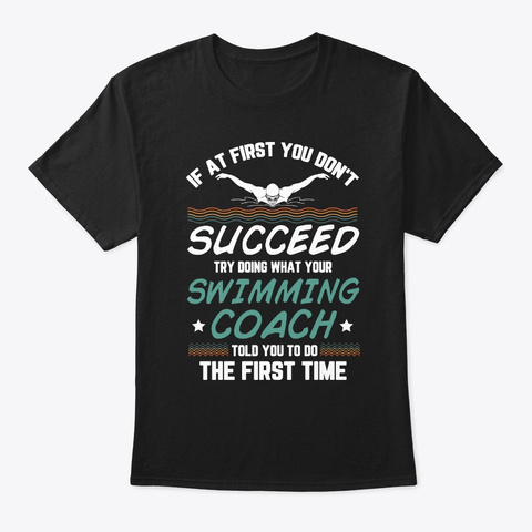 Swimming Coach Gift Swimmer Saying At Fi Black T-Shirt Front