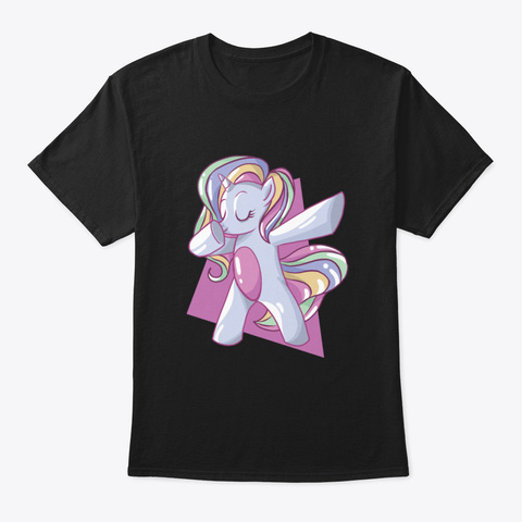Cute Rainbow Unicorn Kspfi Black Camiseta Front