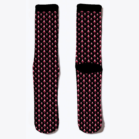 Christmas Santa Pattern Socks Black Maglietta Front