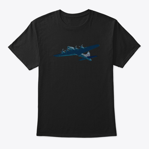 B 17 Bomber Airplane Black T-Shirt Front
