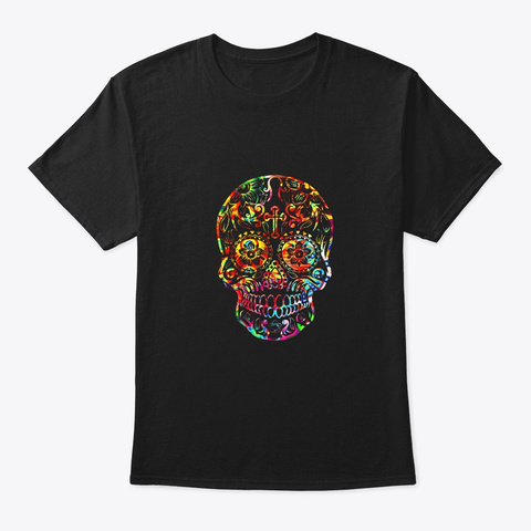 Day Of The Dead Sugar Skull T Shirt Black T-Shirt Front