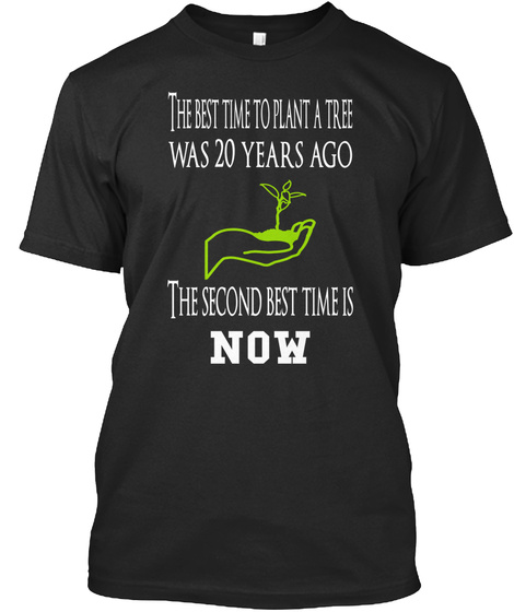 The Best Time To Plant Was 20 Years Ago The Second Best Time Is Now Black T-Shirt Front